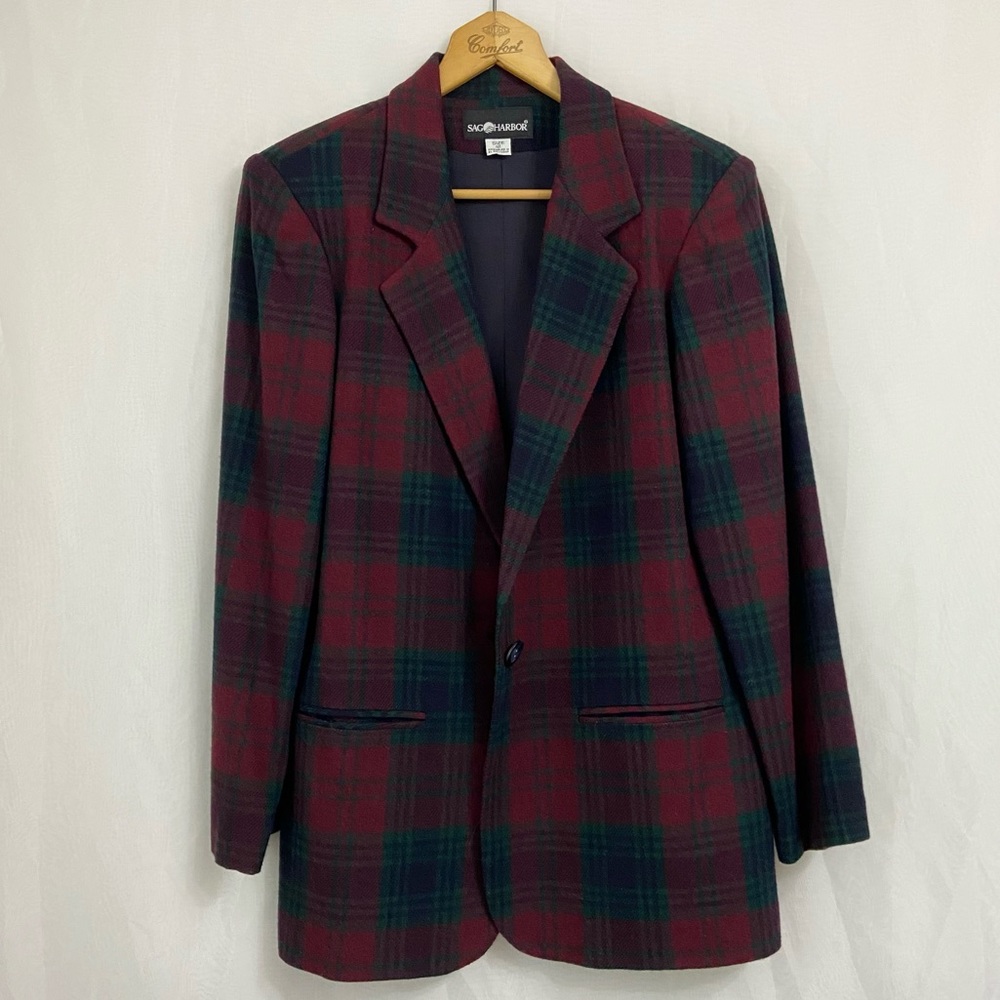 VTG Oversized Boyfriend Tartan Blazer